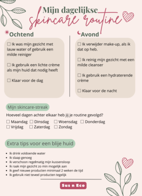 Gratis skincare routine checklist voor tieners met tips voor een gezonde huid