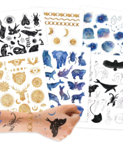 metalic tattoos van de zon, maan en sterren