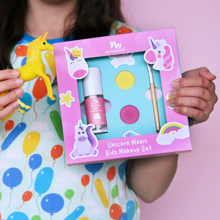No Nasties - natuurlijke kindermake-up set eenhoorn roze en gele oogschaduw